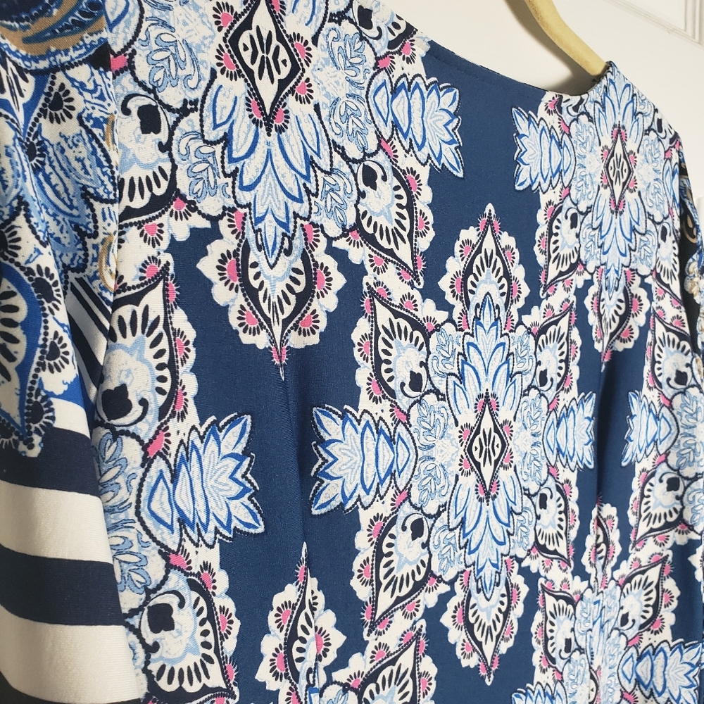 Melissa Paige Long Sleeve Paisley Print Striped Dress - Picture 10 of 10
